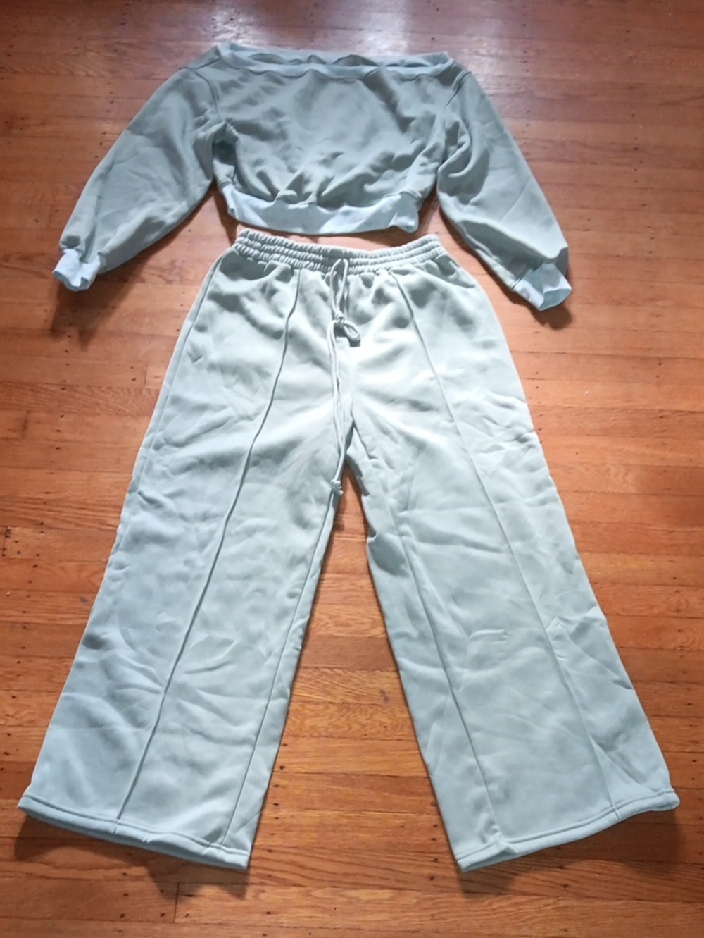 SHEIN Sage Green Wide-Leg Lounge Pants